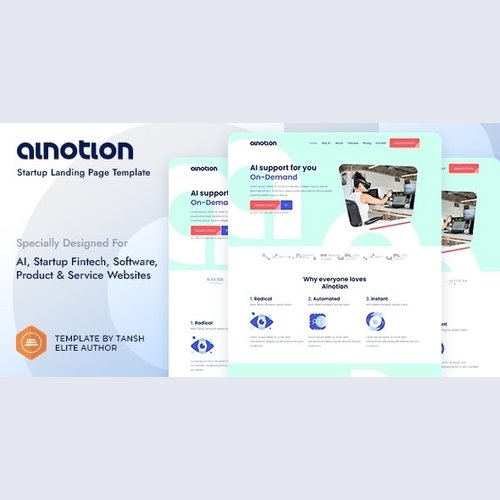 AINOTION V1.0 - STARTUP LANDING PAGE TEMPLATE