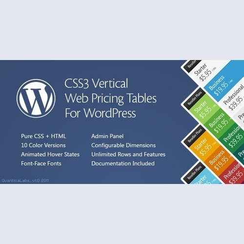 CSS3 Vertical Web Pricing Tables For WordPress v1.8
