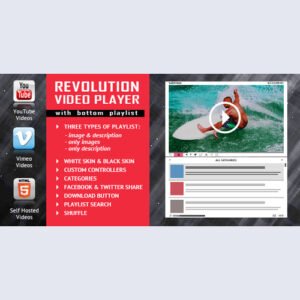 Revolution Video Player With Bottom Playlist - YouTube/Vimeo/Self-Hosted Support